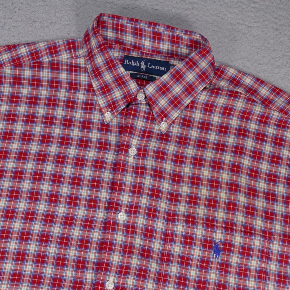 Polo Ralph Lauren Blake Shirt Mens Large Red Plaid Button Down Long Sleeve